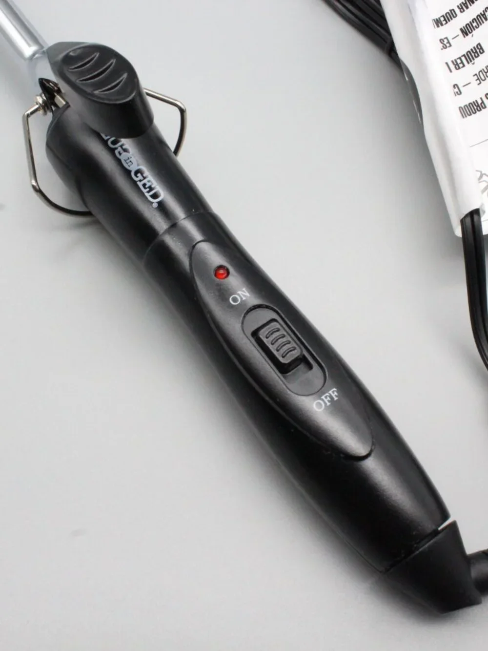 Plugged In HeatMaster Chrome Curling Iron 3/8 Inch Triple Plated Barrel Open Box
